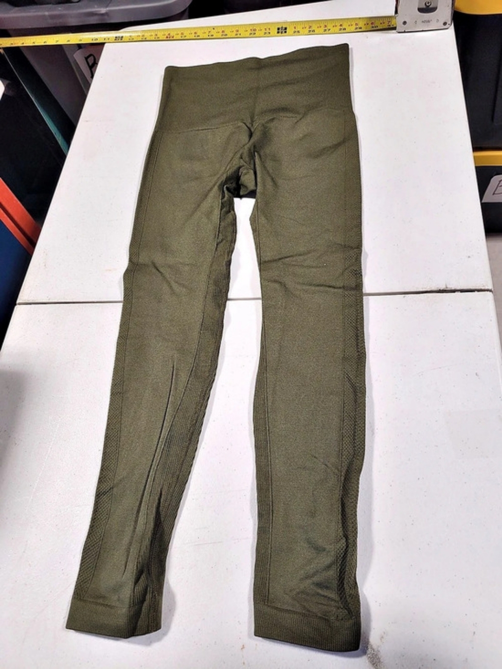 Olive Ribbed Leggings - Picture 2 of 4